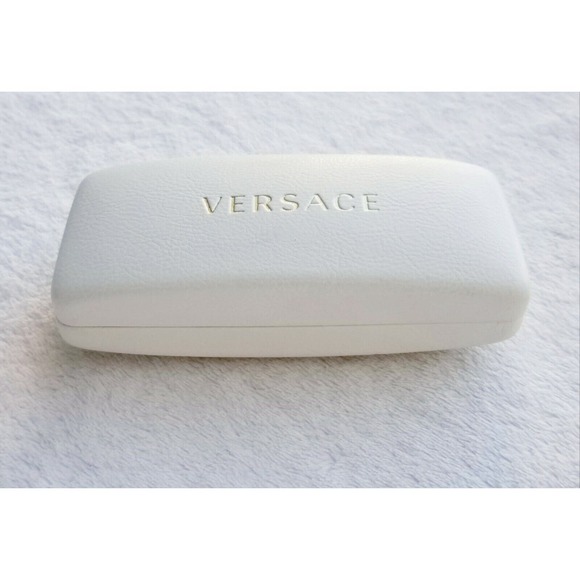 VERSACE LOGO TEXTURED LEATHER DESIGNER FASHION EYEGLASS CLAMSHELL HARD CASE - Picture 5 of 6